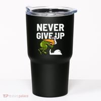 Never Give Up Frog Bird Choking Funny Motivation Tumbler thumb 0