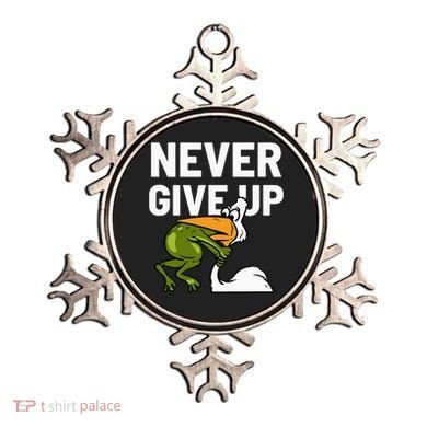 Never Give Up Frog Bird Choking Funny Motivation Ornament