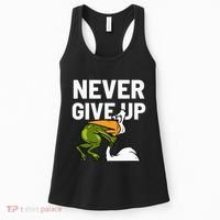 Never Give Up Frog Bird Choking Funny Motivation Women's Tank Top thumb 0
