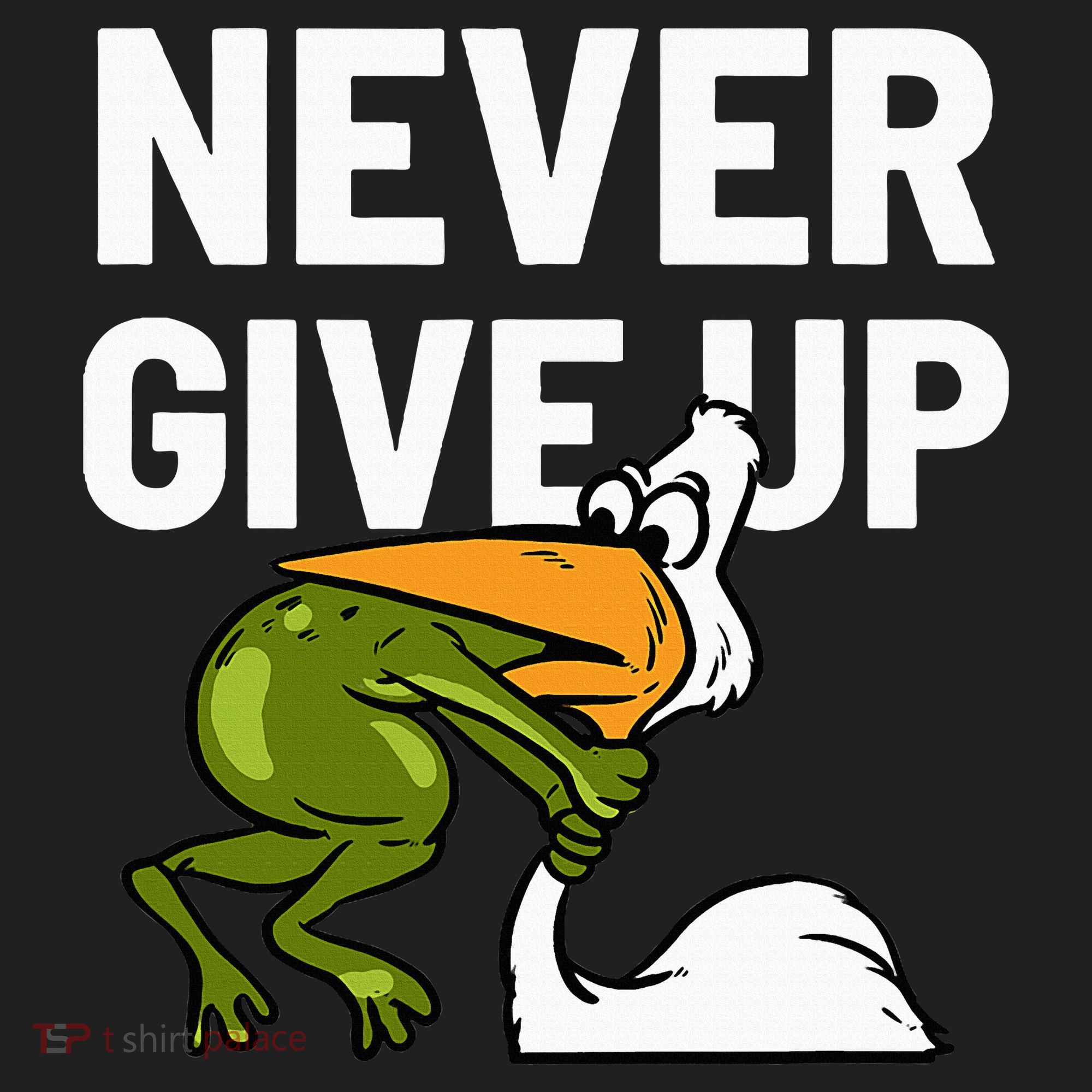 Never Give Up Frog Bird Choking Funny Motivation Hat