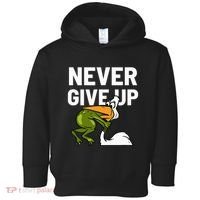 Never Give Up Frog Bird Choking Funny Motivation Toddler Hoodie thumb 0