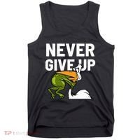 Never Give Up Frog Bird Choking Funny Motivation Tank Top thumb 0
