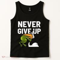 Never Give Up Frog Bird Choking Funny Motivation Tank Top thumb 2