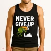 Never Give Up Frog Bird Choking Funny Motivation Tank Top thumb 3