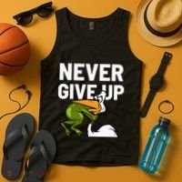 Never Give Up Frog Bird Choking Funny Motivation Tank Top thumb 4