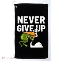 Never Give Up Frog Bird Choking Funny Motivation Golf Towel thumb 0
