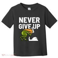 Never Give Up Frog Bird Choking Funny Motivation Toddler T-Shirt thumb 0