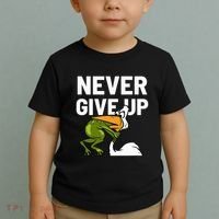 Never Give Up Frog Bird Choking Funny Motivation Toddler T-Shirt thumb 2
