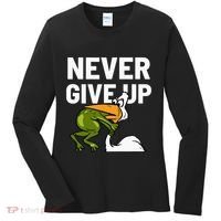 Never Give Up Frog Bird Choking Funny Motivation Women's Long Sleeve Shirt thumb 0