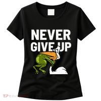 Never Give Up Frog Bird Choking Funny Motivation Women's T-Shirt thumb 0