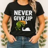 Never Give Up Frog Bird Choking Funny Motivation Women's T-Shirt thumb 2