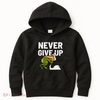 Never Give Up Frog Bird Choking Funny Motivation Kids Hoodie thumb 0