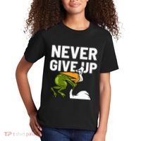 Never Give Up Frog Bird Choking Funny Motivation Kids T-Shirt thumb 2