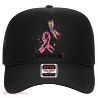 Never Give Up Breast Cancer Awareness Ribbon Cure Dragonfly Hat thumb 0