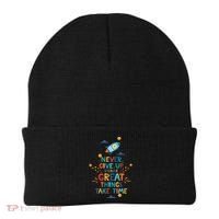 Never Give Up Because Great Things Take Time Rocketship Beanie thumb 0