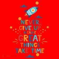 Never Give Up Because Great Things Take Time Rocketship Santa Hat thumb 1