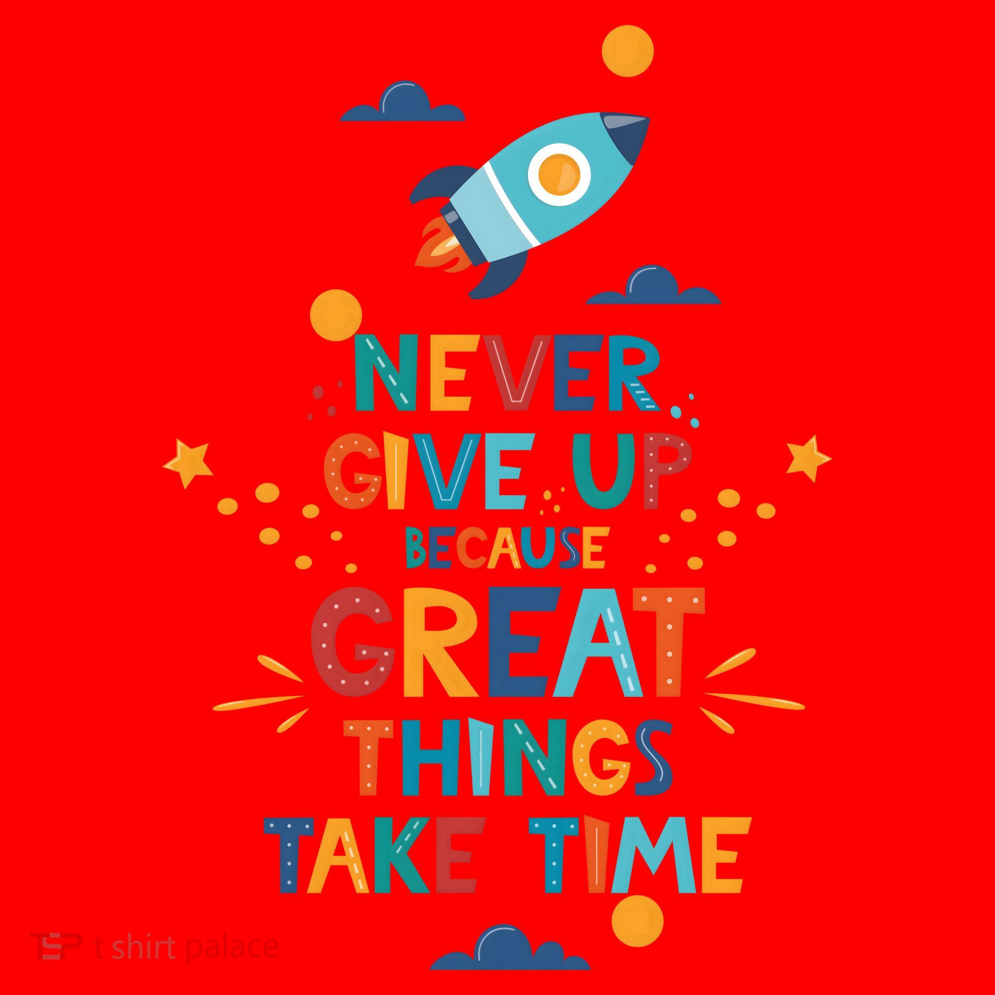Never Give Up Because Great Things Take Time Rocketship Santa Hat