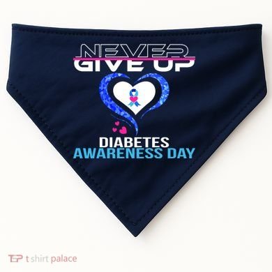 Never Give Up Diabetes Awareness Day USA-Made Doggie Bandana