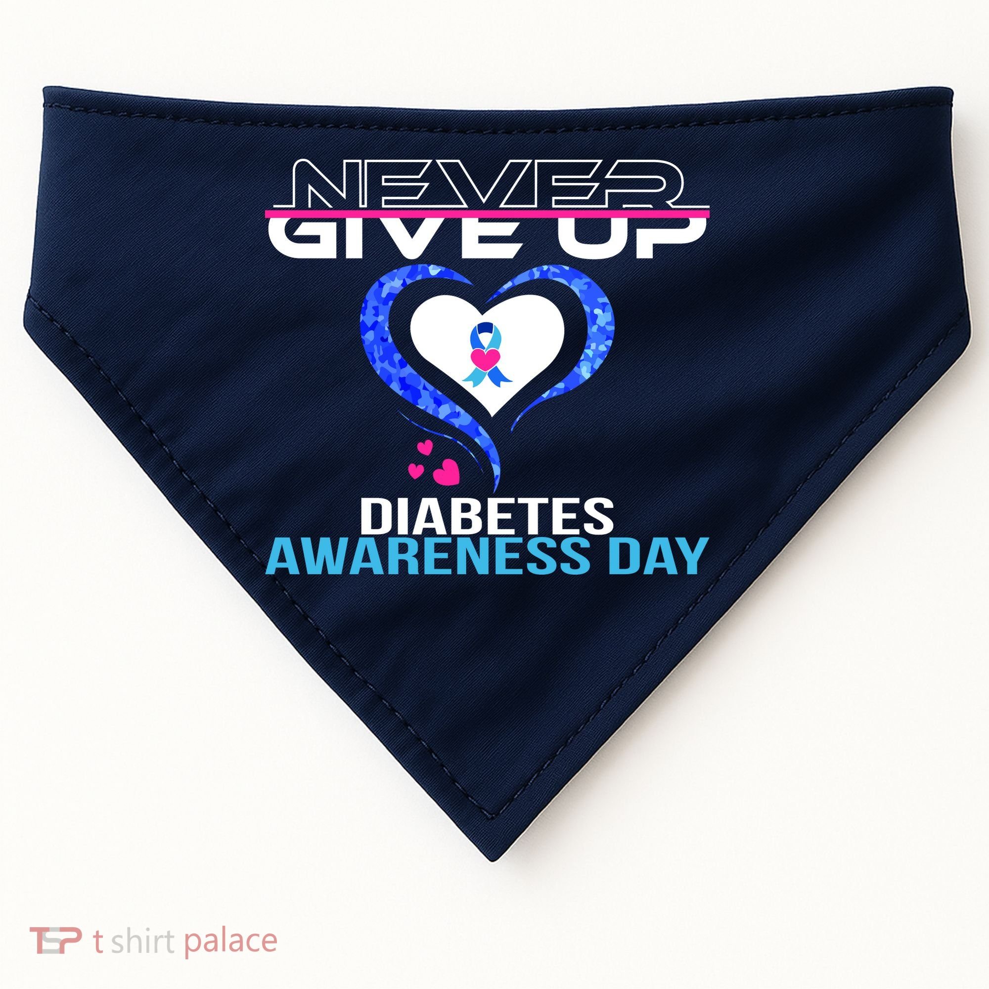 Never Give Up Diabetes Awareness Day USA-Made Doggie Bandana