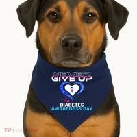 Never Give Up Diabetes Awareness Day USA-Made Doggie Bandana thumb 1