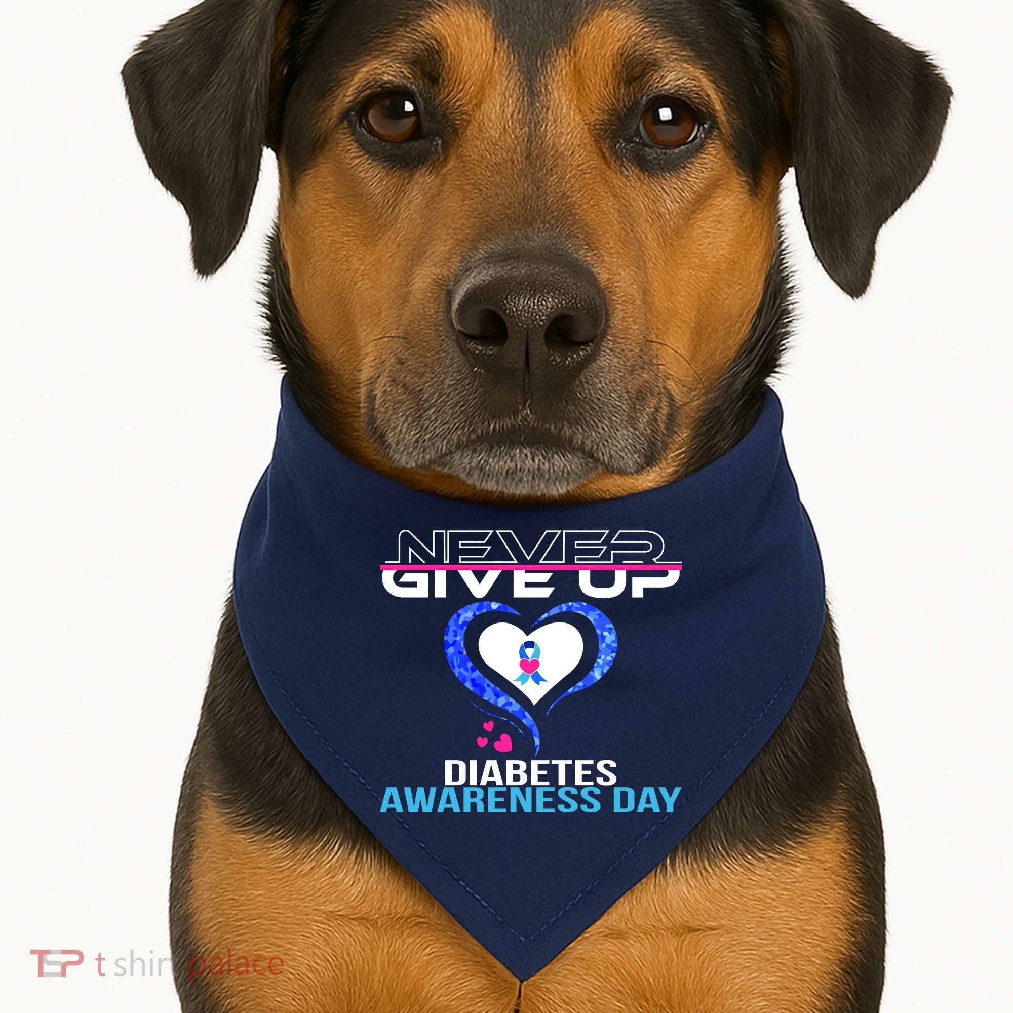 Never Give Up Diabetes Awareness Day USA-Made Doggie Bandana