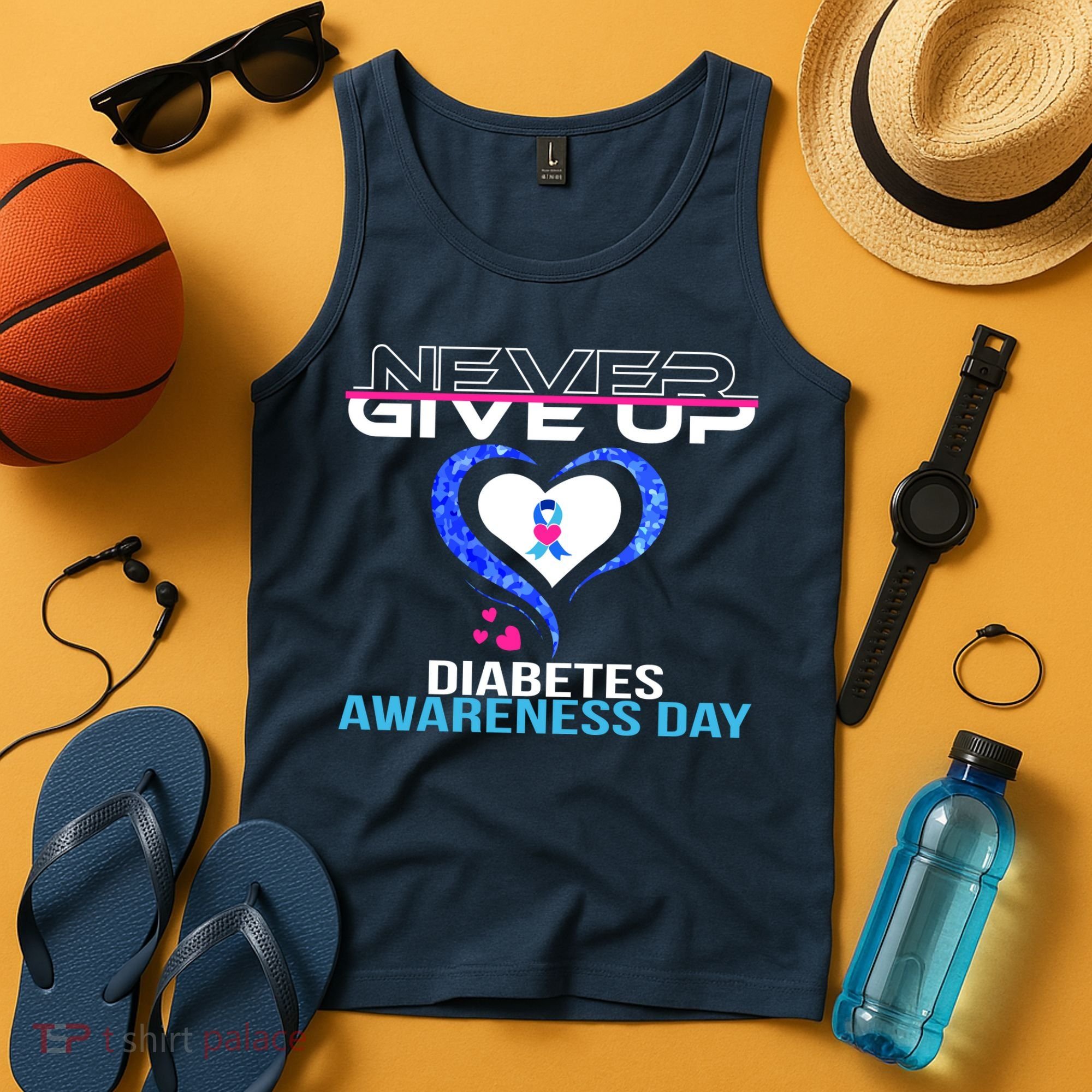 Never Give Up Diabetes Awareness Day Tank Top