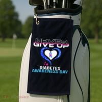 Never Give Up Diabetes Awareness Day Golf Towel thumb 2