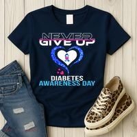 Never Give Up Diabetes Awareness Day Women's T-Shirt thumb 3
