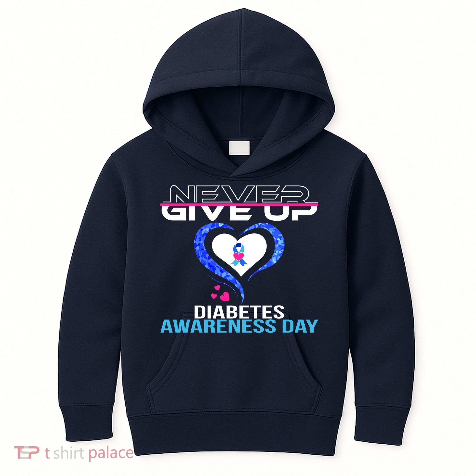 Never Give Up Diabetes Awareness Day Kids Hoodie