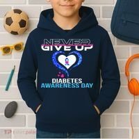 Never Give Up Diabetes Awareness Day Kids Hoodie thumb 2