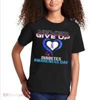 Never Give Up Diabetes Awareness Day Kids T-Shirt thumb 2