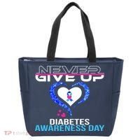 Never Give Up Diabetes Awareness Day Tote Bag thumb 0