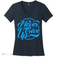 Never Give Up Women's V-Neck T-Shirt thumb 0