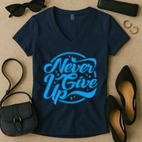 Never Give Up Women's V-Neck T-Shirt thumb 2