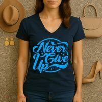 Never Give Up Women's V-Neck T-Shirt thumb 3