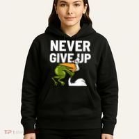 Never Give Up Frog Bird Choking Funny Motivation Hoodie thumb 5