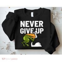 Never Give Up Frog Bird Choking Funny Motivation Sweatshirt thumb 2