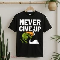 Never Give Up Frog Bird Choking Funny Motivation T-Shirt thumb 2