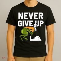 Never Give Up Frog Bird Choking Funny Motivation T-Shirt thumb 3
