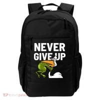 Never Give Up Frog Bird Choking Funny Motivation Backpack thumb 0