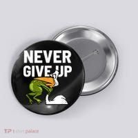 Never Give Up Frog Bird Choking Funny Motivation Button thumb 0