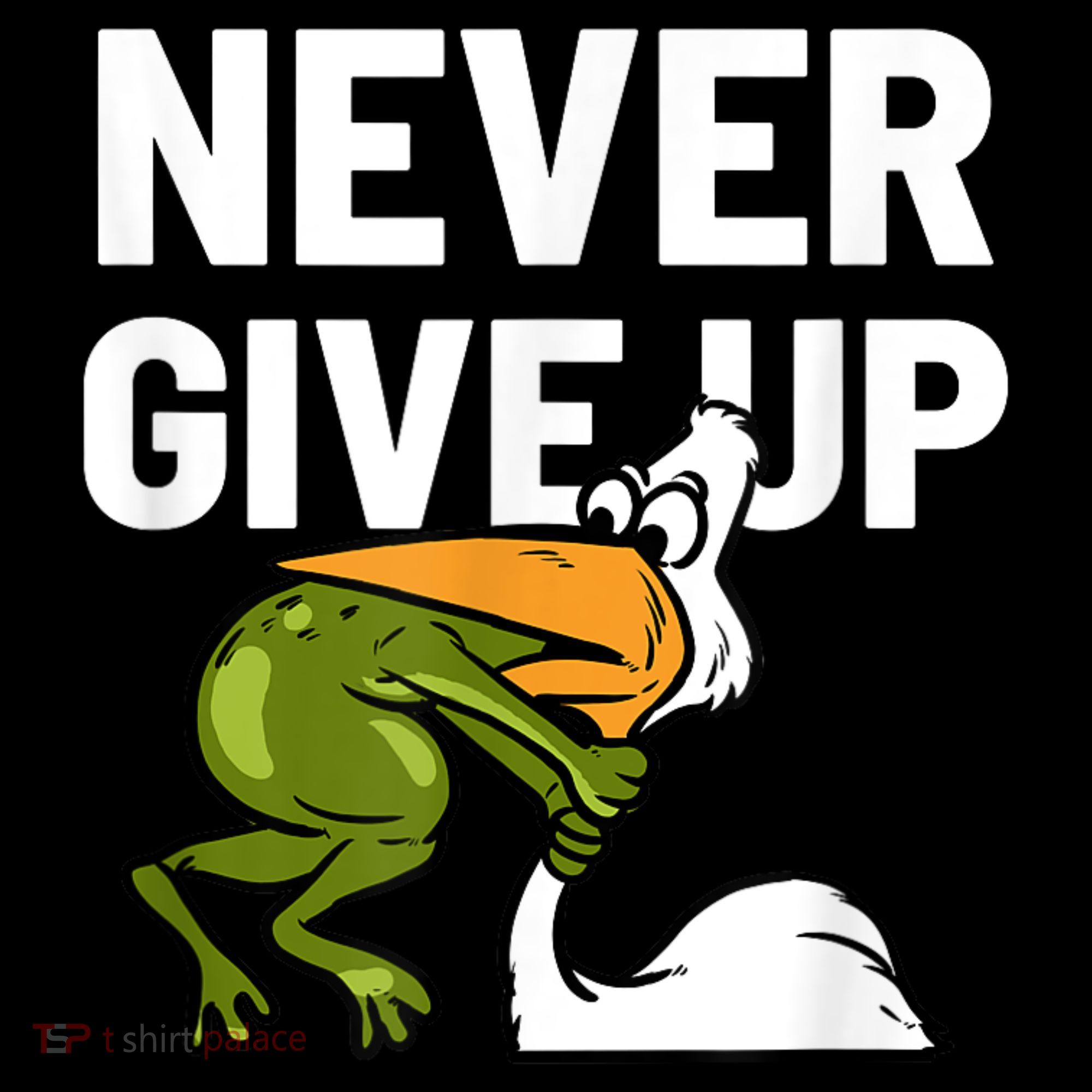 Never Give Up Frog Bird Choking Funny Motivation Women's Hoodie