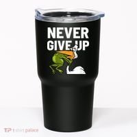 Never Give Up Frog Bird Choking Funny Motivation Tumbler thumb 0