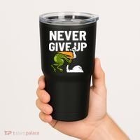 Never Give Up Frog Bird Choking Funny Motivation Tumbler thumb 2