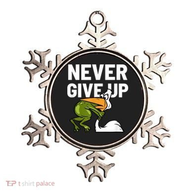 Never Give Up Frog Bird Choking Funny Motivation Ornament