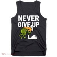 Never Give Up Frog Bird Choking Funny Motivation Tank Top thumb 0