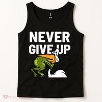 Never Give Up Frog Bird Choking Funny Motivation Tank Top thumb 2
