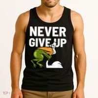 Never Give Up Frog Bird Choking Funny Motivation Tank Top thumb 3
