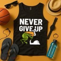 Never Give Up Frog Bird Choking Funny Motivation Tank Top thumb 4