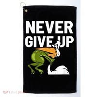 Never Give Up Frog Bird Choking Funny Motivation Golf Towel thumb 0